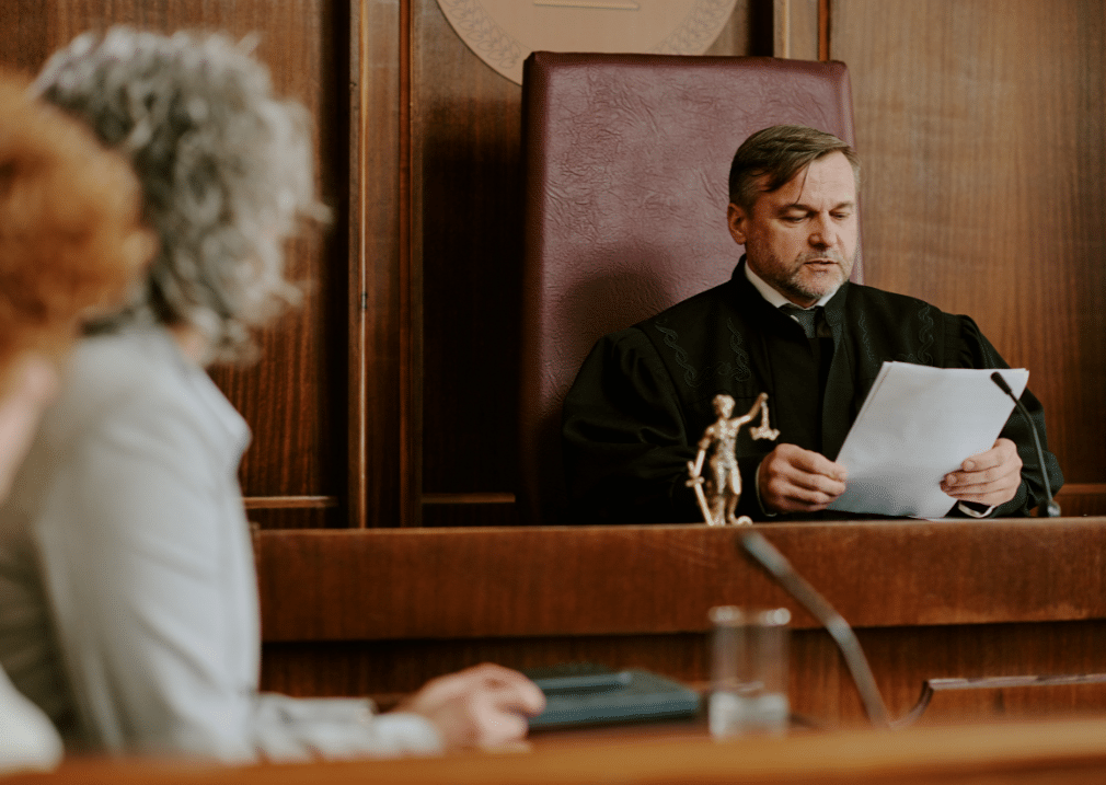 Person testifying in Illinois family court during cross-examination