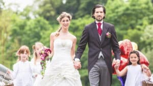 Illinois couple discussing a prenuptial agreement for a blended family.