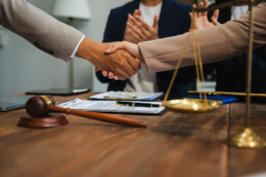 Protecting Business Interests During an Illinois Divorce Description: Business owner discussing legal strategies during a divorce