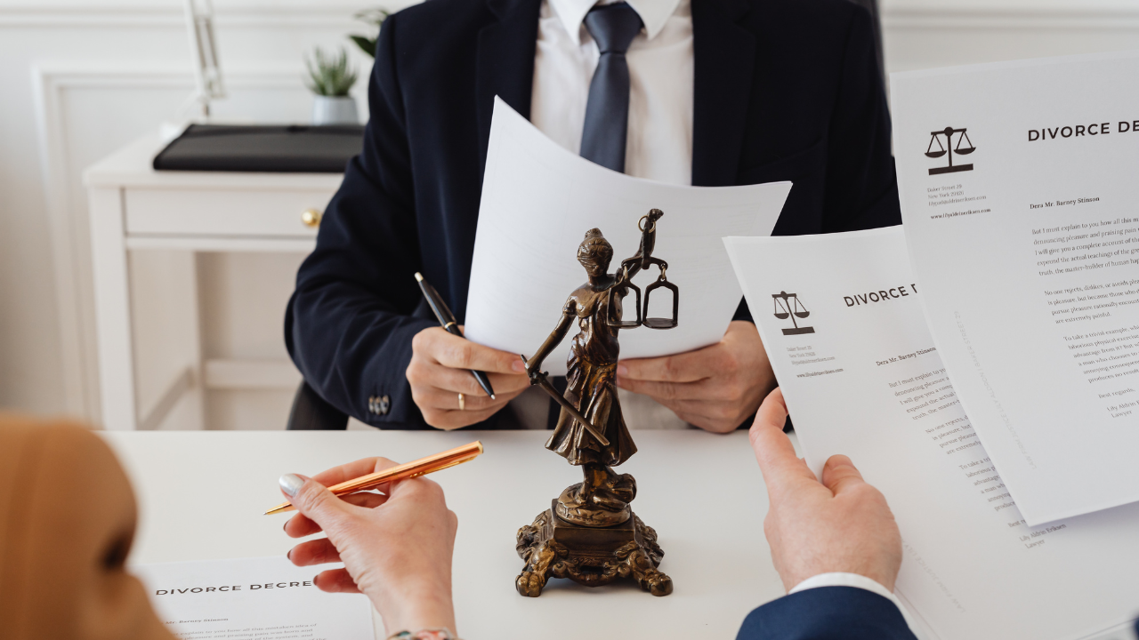Illinois courthouse with person reviewing divorce documents - When You Can Reopen a Divorce in Illinois