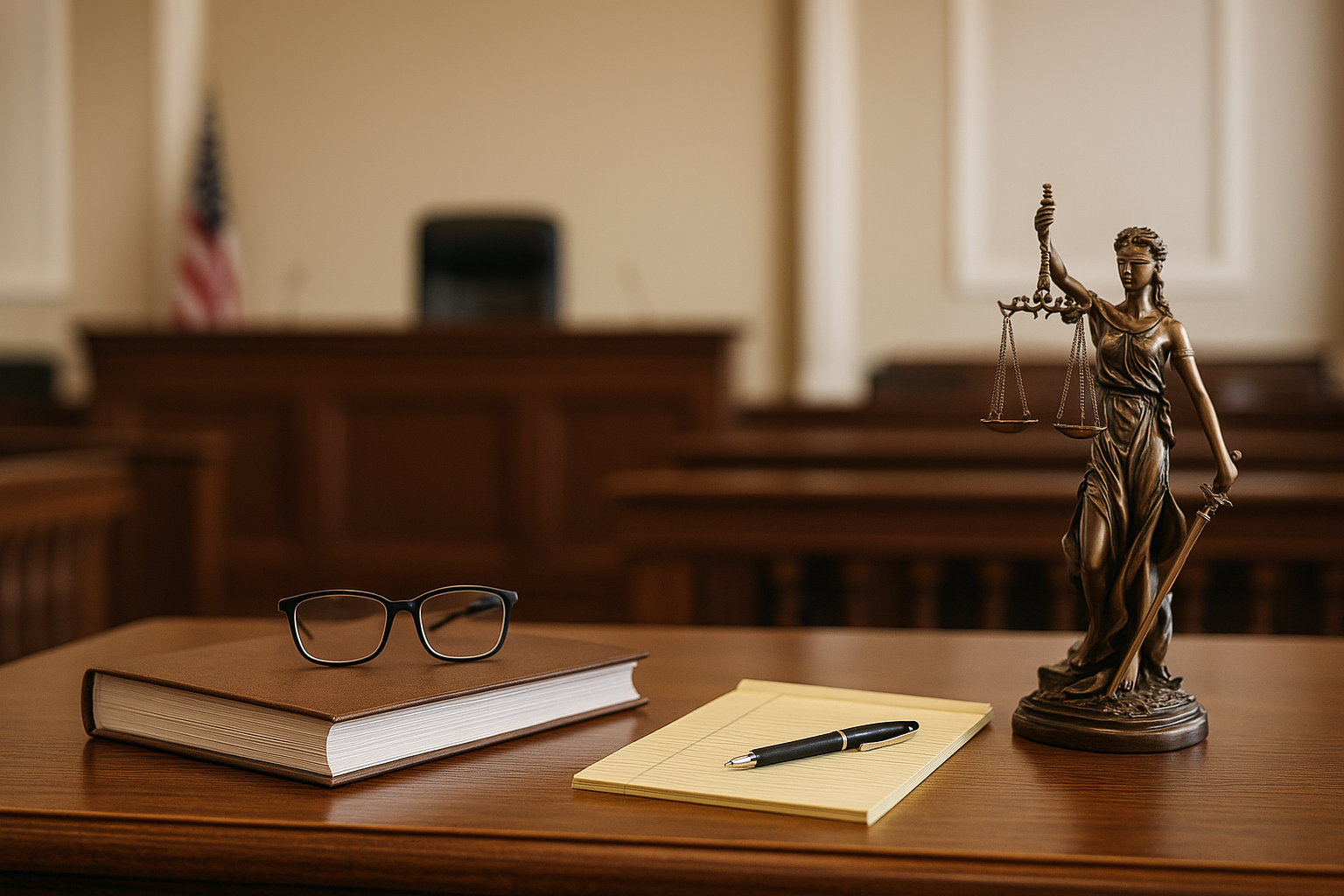 family law trial preparation documents on courthouse bench