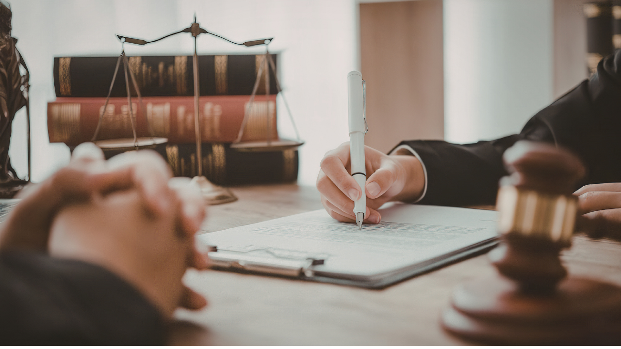 Illinois divorce judgment document on desk with pen and paperwork