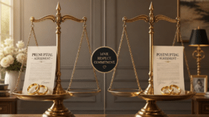 Comparison of prenuptial and postnuptial agreements on balanced scales